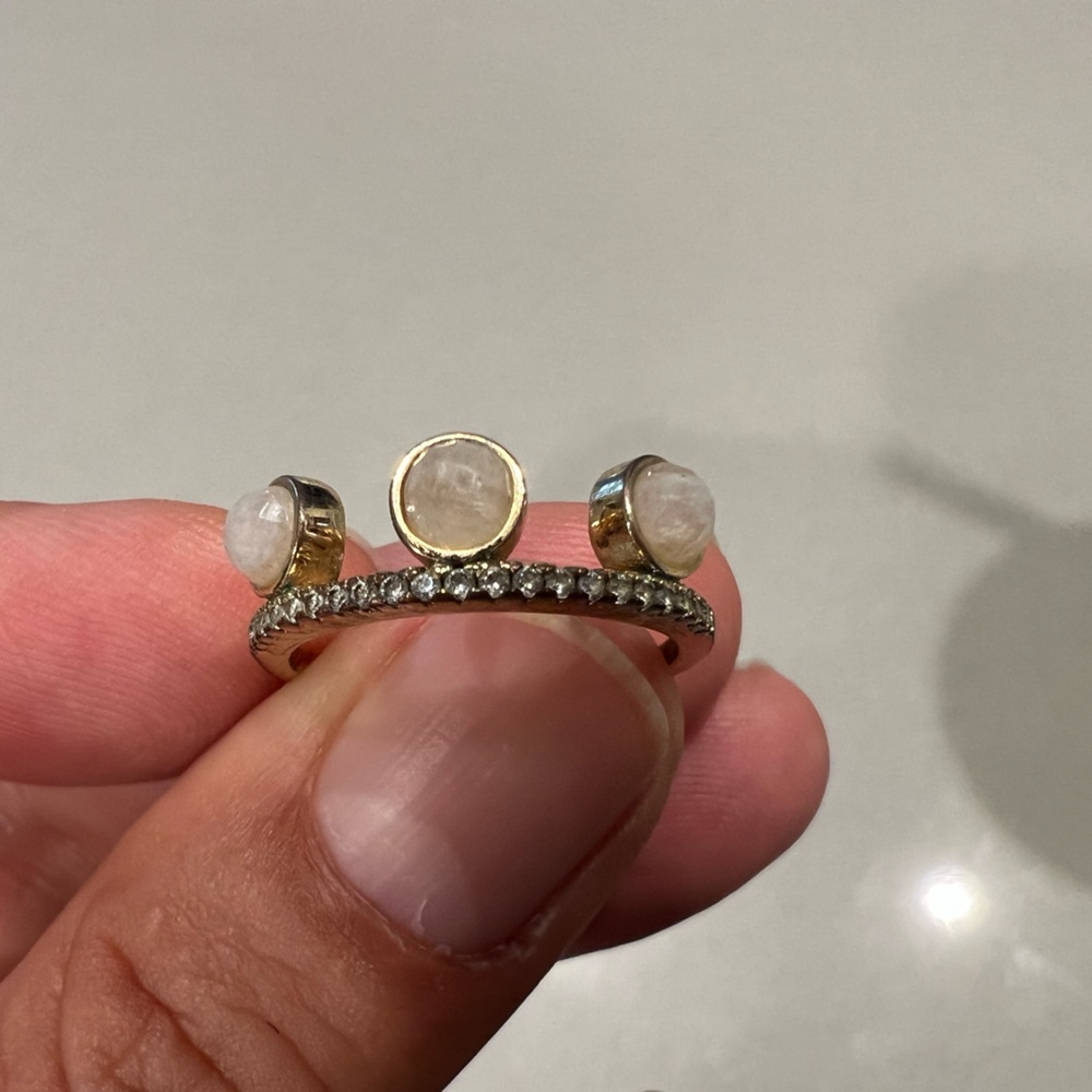Moonstone and crystal ring